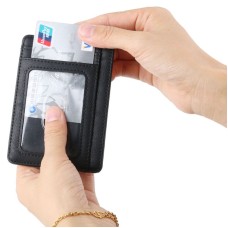 kate kasin Black Leather Credit Card Pocket Wallet - Compact, Secure, and Elegant - Ideal for Men and Women